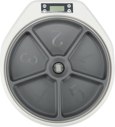 Автоматична годівниця для тварин TRIXIE TX4+1, 5×0,25 л, біло-сіра, регульована