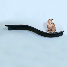 Стійка полиця для котів Lotus Zweig, настінна хвиля з килимом, колір еспресо
