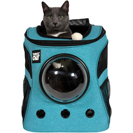 Рюкзак для котів 'The Fat Cat' Aqua – переноска для великих котів із бульбашковим вікном, бічними кишенями та регульованими лямками, для подорожей і прогулянок