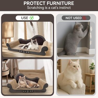 Кігтеточка для котів XXL, 68 см, килимок з дизайном дивану, з щільного гофрокартону для відпочинку та ігор