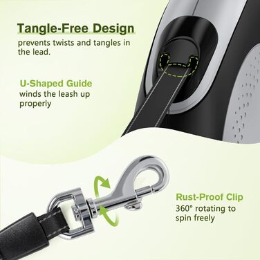 Рулетка для собак Pecute 8м, 50 кг, зелена, з антиковзним ручним гальмом