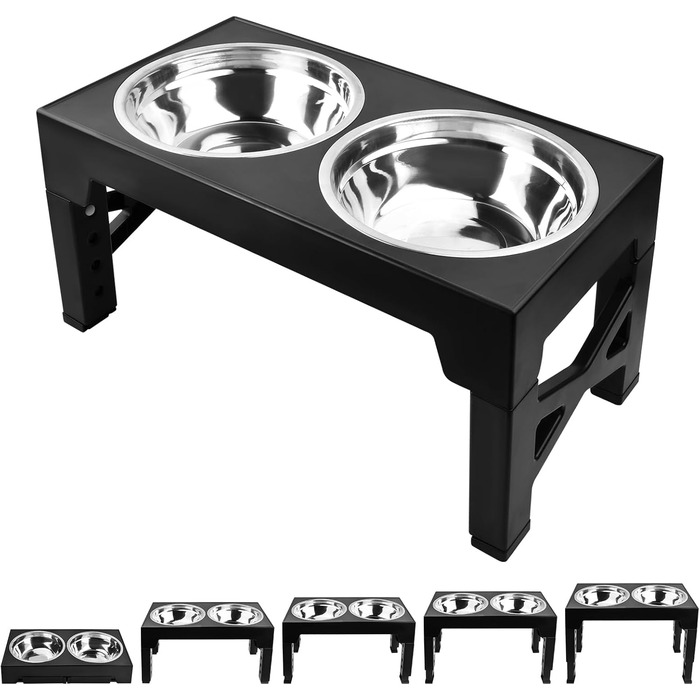 Підвищена годівниця для собак та котів, складна, регульована по висоті, для маленьких, середніх та великих порід