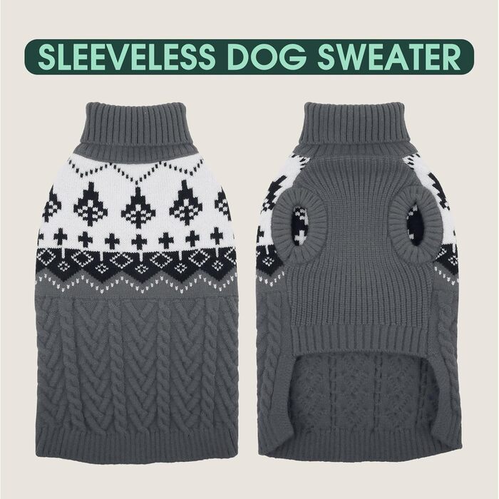 Теплий зимовий светр для собак Kuoser, зручний пуловер для маленьких собак, сірий колір, розмір S