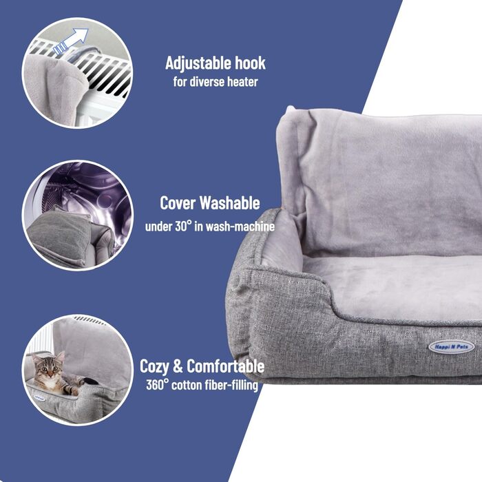 Кішка ліжко для радіатора Happi N Pets - зручне гаманець для котів, сірий, 55 x 34 x 27 см