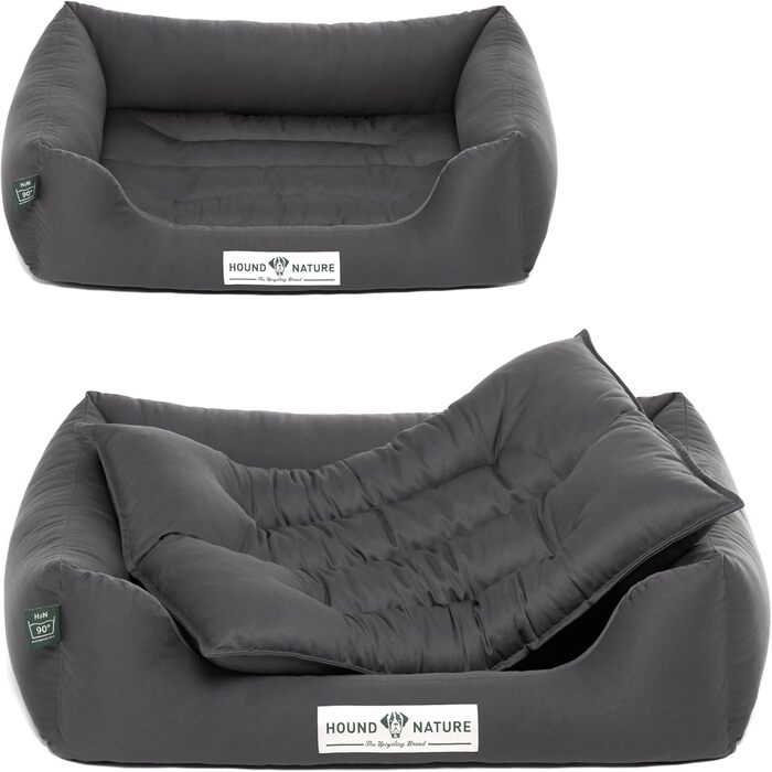 М'яке собаче ліжко HOUND & NATURE Bern Eco, розмір S (75x60 см), сіре - зручне та миється