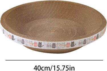 Котячі дряпки, овальні котячі дряпки з мискою та гніздом, гофрокартонна лежанка для котів, котячі дряпки для диванів та килимів (кругла середня (діаметр 40 см, висота 9 см))