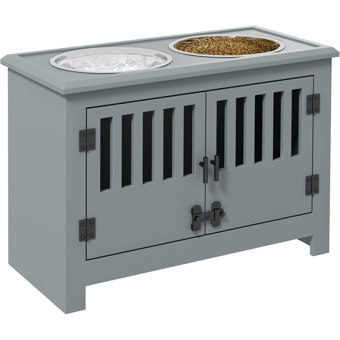 Підставка для годівлі собак PawHut з двома мисками, 2 x 2L, нержавіюча сталь, сіра