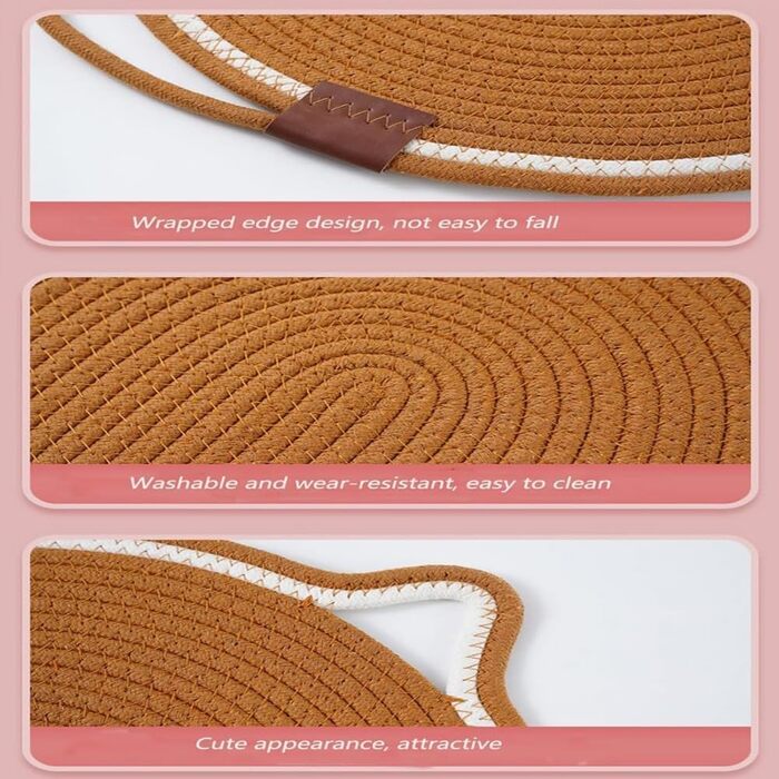 Килимок для дряпання котів Kratzwunder, з натурального бавовняного мотузка, сірий, 43x43 см