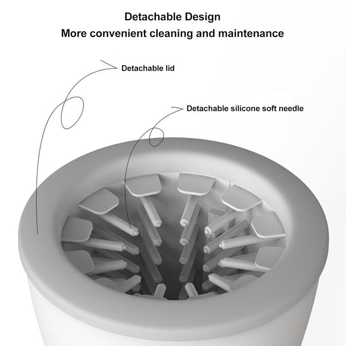 Автоматичний мийка лап для собак, електрична, з м'якими щетинками, 360° обертання, білий колір