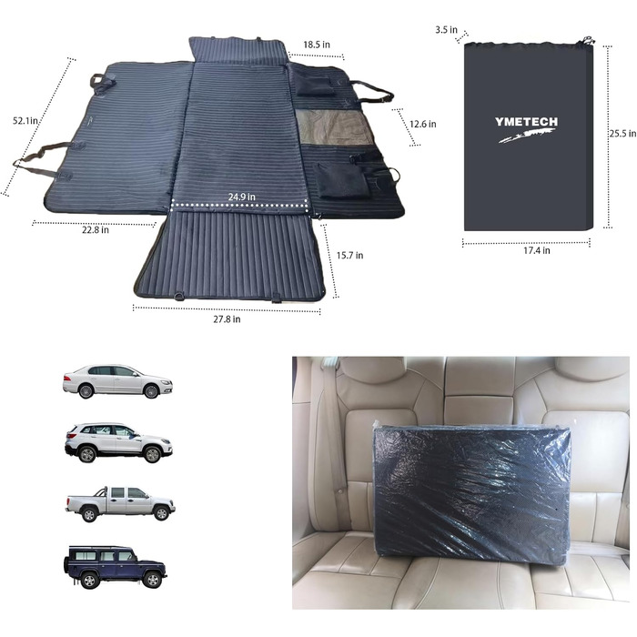 Подовжувач для заднього сидіння автомобіля для собак YMT-18, чохол на сидіння, наповнювач для заднього сидіння, не надувний, килимок для кемпінгу в автомобілі, ліжко, гамак для собак у вантажівці, SUV (Сірий)