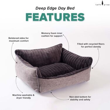 Ліжко-диванчик Deep Edge для собак, оксамитова м'яка модель з валиком для шиї, підняті бортики, подушка з Memory Foam, екологічна наповнювач, неслизьке, можна прати в машині (маленьке)