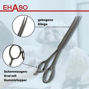 Ножиці для собак EHASO, нержавіючі, 17 см, матові