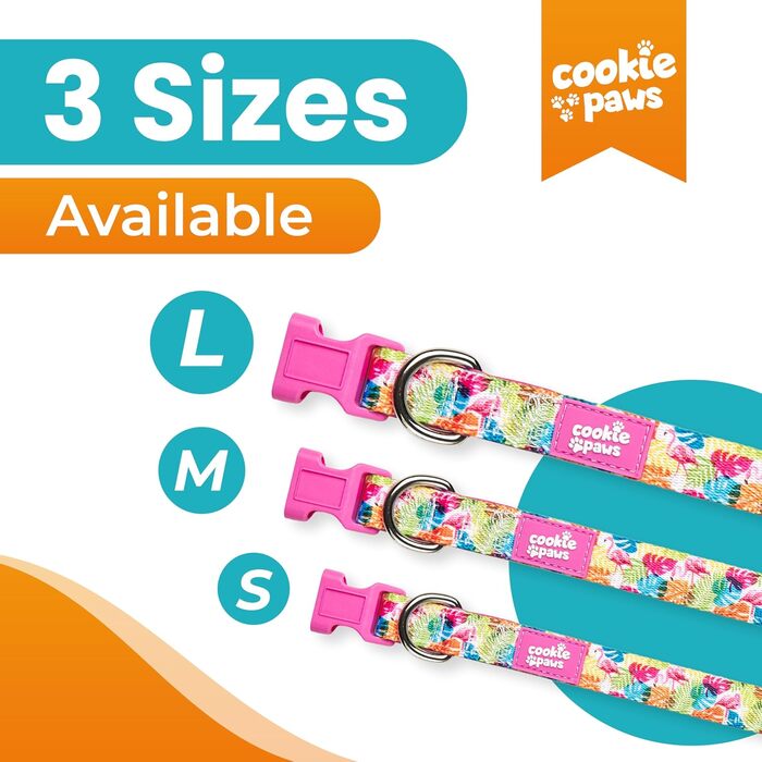Нашийник і повідець для собак Cookie Paws, нейлоновий, м'який неопрен, з підкладкою, стильний, міцний, тропічний дизайн, розмір L