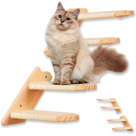 Кішка-драбина CiaoMiau: 2 шт. з дерева, з джутовим мотузком | для кріплення до стіни | економія місця, міцна | двостороннє кріплення | кішка-стінка