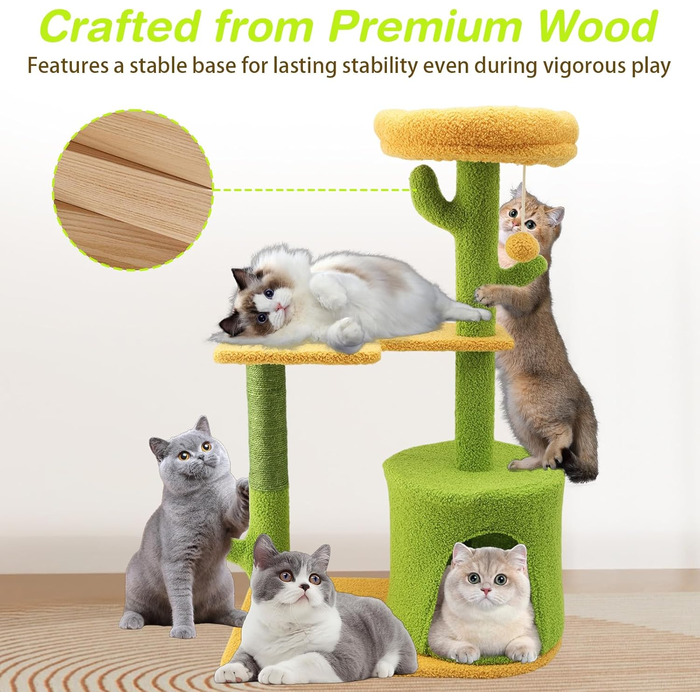 iFCOW Крактауерм: кігтеточка-вежа з платформами та стійкою 80 см для котів середніх порід
