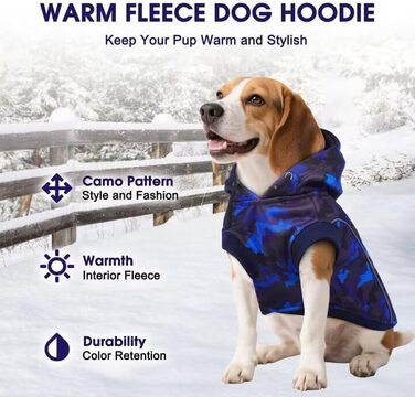 Теплий зимовий пуловер для собак IECOii з отвором для повідка та світловідбиваючими смугами (M-4XL, Синій)