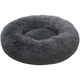 Кругле ліжко для котів та собак Donut-Katzenbett: м'яке, затишне, з підігрівом, антистрес, 60 см, темно-сірий