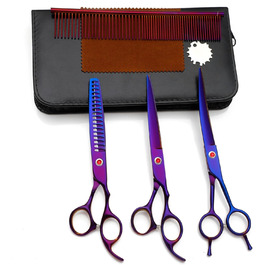 Набір професійних ножиць для собак та котів 4-в-1, з витончувальними ножицями, гребінцем, нержавіюча сталь 440C