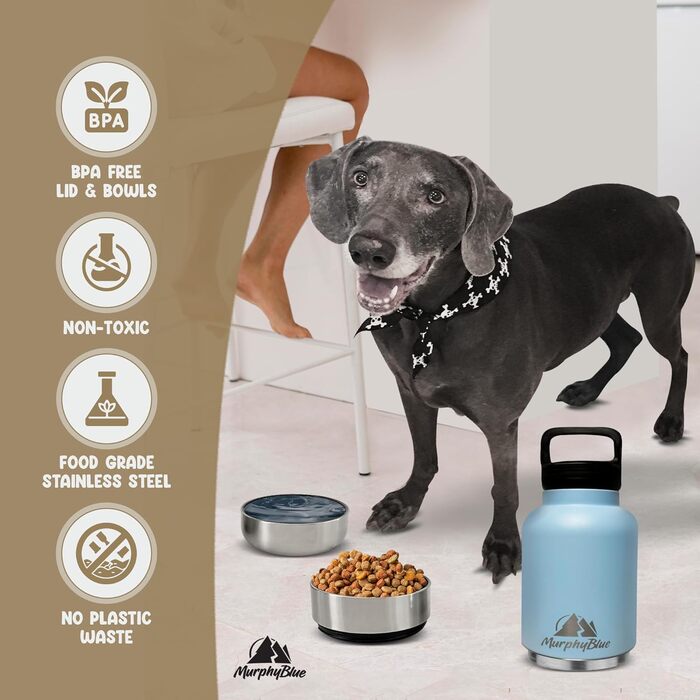 Пляшка для води для собак MurphyBlue 907 г, портативна, з карабіном, дорожня миска для води