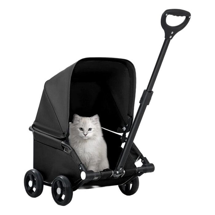 Візок для собак Loyimioo Mini - чорний, складний, з UV-захистом та поворотним ручками, для маленьких та середніх собак