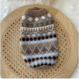 Теплий в'язаний светр у богемному стилі для такси, ручної роботи, коричневий, M