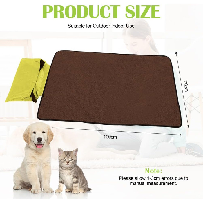 Водонепроникний килимок для собак та котів, 100x70 см (зелений)