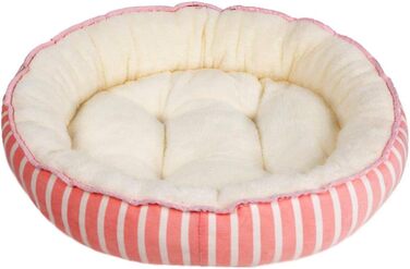 Кругле ліжко для собак та котів, м'яка плюшева подушка, ліжко-кошик для маленьких собак, рожевий колір, розмір L (60x48 см)