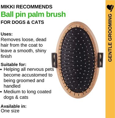 Щітка для грумінгу тварин Mikki 6280002 з бамбука з кульковими насадками, для собак та котів, 95 г