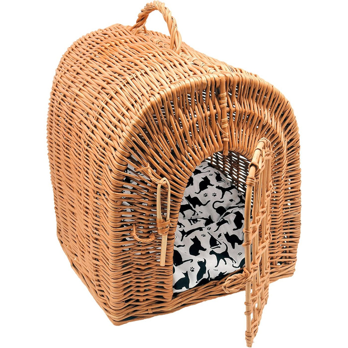 Транспортна переноска для кота/собаки з плетеного лози з подушкою, K5-080-SBWK