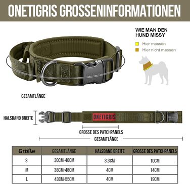 Нашийник для собак OneTigri з металевою застібкою (S, Ranger Green)