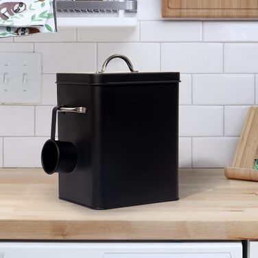 Контейнер для порошку Theo&Cleo 6.5L, металева коробка для порошку, корму для собак/кішок, кавових зерен (колір: вугілля)