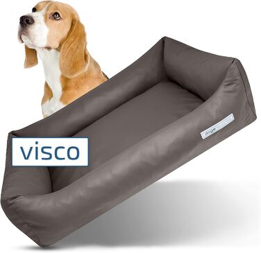 Крісло-ліжко для собак з віско-матрацом, миється - високоякісне собаче ліжко - захищає суглоби - міцна собача підстилка - бежеве, розмір L - 115 x 85 см