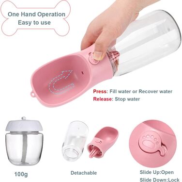 Водяна пляшка для собак на прогулянці, портативна, BPA-free, 550 мл, біла