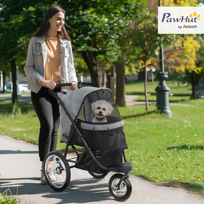 Візок для собак PawHut - візок-бігун для маленьких собак та котів до 10 кг, сірий