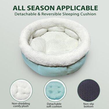 М'яке ліжко-доннат для собак та котів, 50x50x20 см, світлоблакитне, розмір M