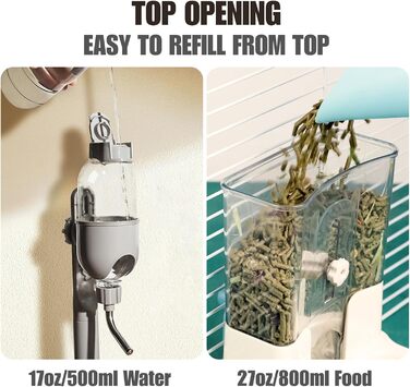 Автоматичний диспенсер для корму та води для домашніх тварин, підвісний, для собак, котів, кроликів, морських свинок, шиншил, їжаків, хорягів (блакитний)