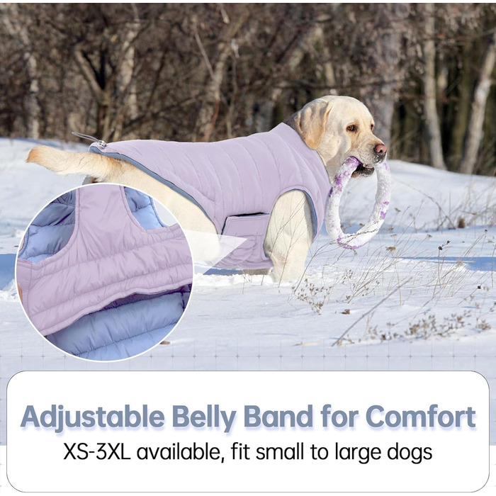 Водонепроникний та вітронепроникний зимовий теплий куртка для собак Lelepet, Puffer-жилет, для маленьких собак, Chihuahua, зелений, розмір 3XL, фіолетовий