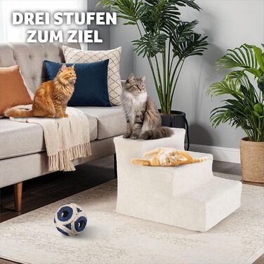 Сходинка для тварин tectake®: для собак та котів, допомога у підйом, знімний чохол, плоскі сходинки, для дивану, ліжка, авто (7 x 45 x 4,5 см)