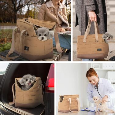 Petsfit складна сумка-переноска для собак і котів, шолдер, для цуценят і котенят, колір хакі