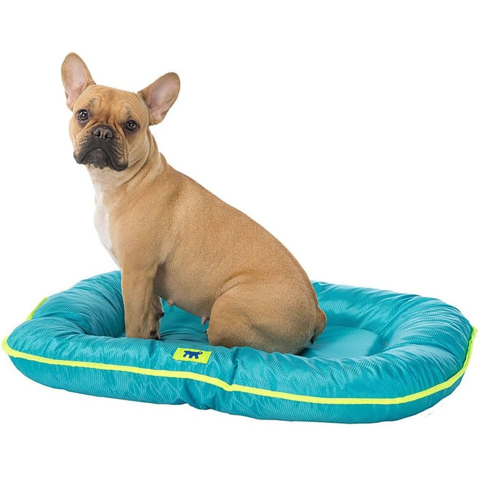 Ортопедичне ліжко для собак великих порід Ferplast: м'яка, водонепроникна лежанка з знімним покриттям, 110 x 70 x 8 см. Сірий, синій колір. Розмір подушки: 60 x 80 x 11 см