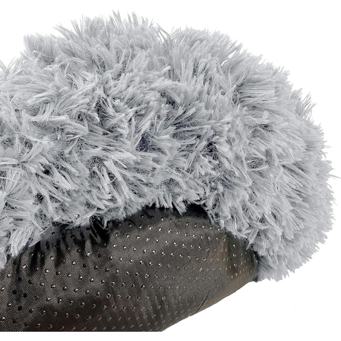 Кругла подушка-лежанка для собак та котів. М'яка, плюшева, різних кольорів (сірий, світло-сірий). Розмір M