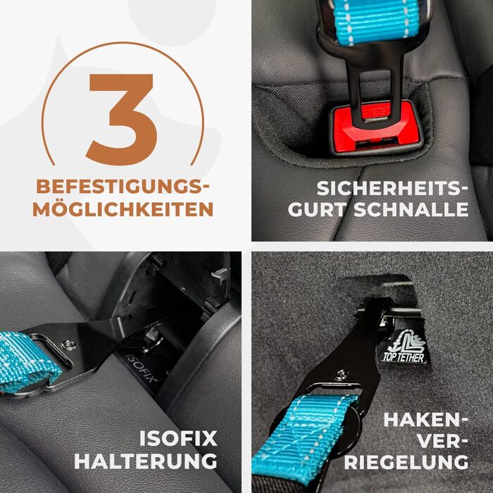 Автогурт для собак Wuglo 30-95см - для безпеки в авто, універсальний, блакитний