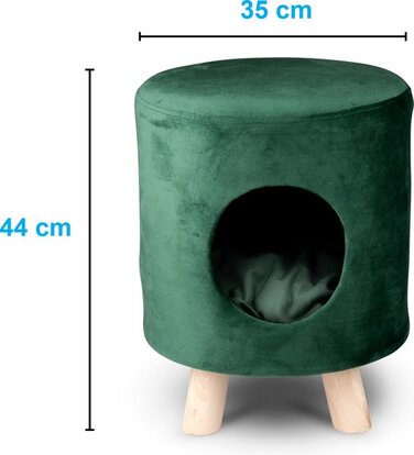 Лежак-пуф для котів Maxxpro на ніжках, будинок-кошик із зеленого оксамиту