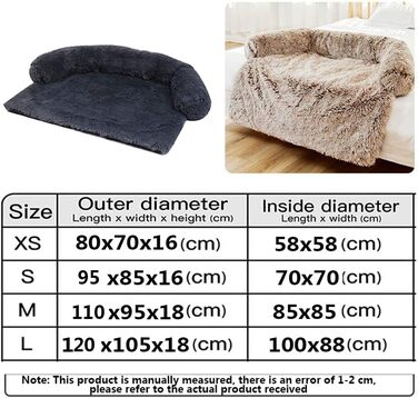 М'яка плюшеві килимки для собак на диван, заспокійливе ліжко для собак, ультрам'яке хутро для домашніх тварин, м'яке, можна прати, подушка, захист меблів, ліжко для собак та котів (M, світло-сірий)