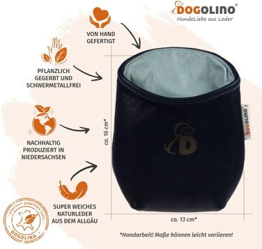 Сумка для ласощів DOGOLINO® для собак з натуральної шкіри - сумка для перенесення ласощів, фідер для собак, сумка для тренувань, захист одягу, сумка для перекусів під час прогулянок (Темно-синій, Basic)