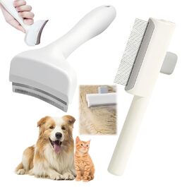 Набір гребінців від бліх для котів та собак: видалення бліх, шерсті та вичісування блукаючого хутра. Включає гребінець для чищення зубів V-подібної форми та самоочищувані гребінці.