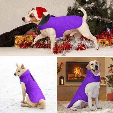 Водонепроникний собачий плащ, святкова куртка для собак на холодну погоду, вітронепроникний зручний жилет для малих, середніх та великих собак, для цуценят та дорослих (фіолетовий, XS) XS (обхват грудей: 22-32 см)