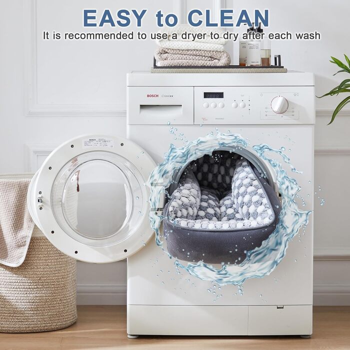 М'яке ліжко для собак великих порід з візерунком у крапку, фланелеве, антистресове, 90x65x23 см, сіро-блакитне