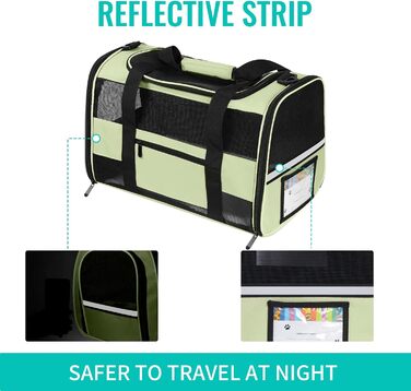 Трансформер для котів та собак, переноска для великих котів, середніх та маленьких собак, складана, з м'якими боковинами, 25 л, (43 x 30 x 28 см, Зелена)