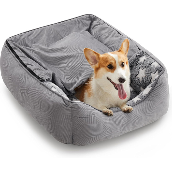 Крісло-будиночок для собак та котів, маленьке, знімний коврик, плюшеве, тепле, 53x50x17 см (66x55x21 см), сірий